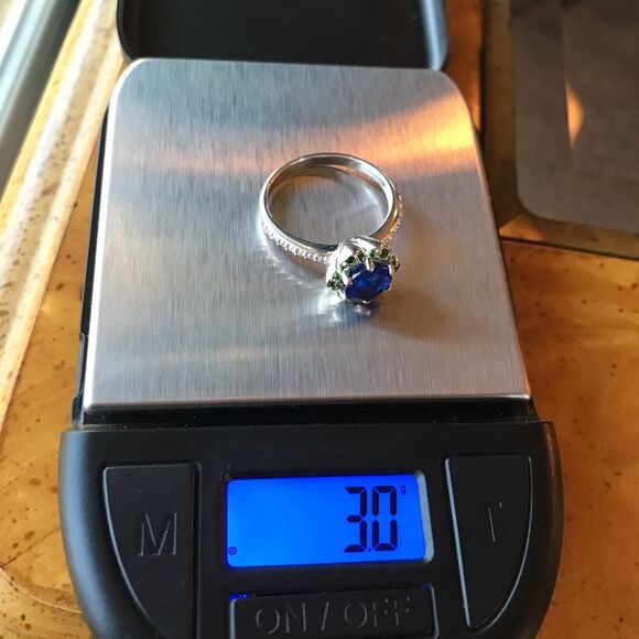 Natural Blue Spinel Chrome Diopside Sterling Silver Ring Size 8 - Picture 8 of 8